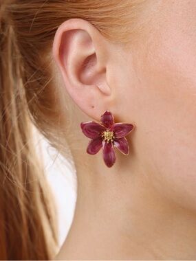 Red Floral Earrings